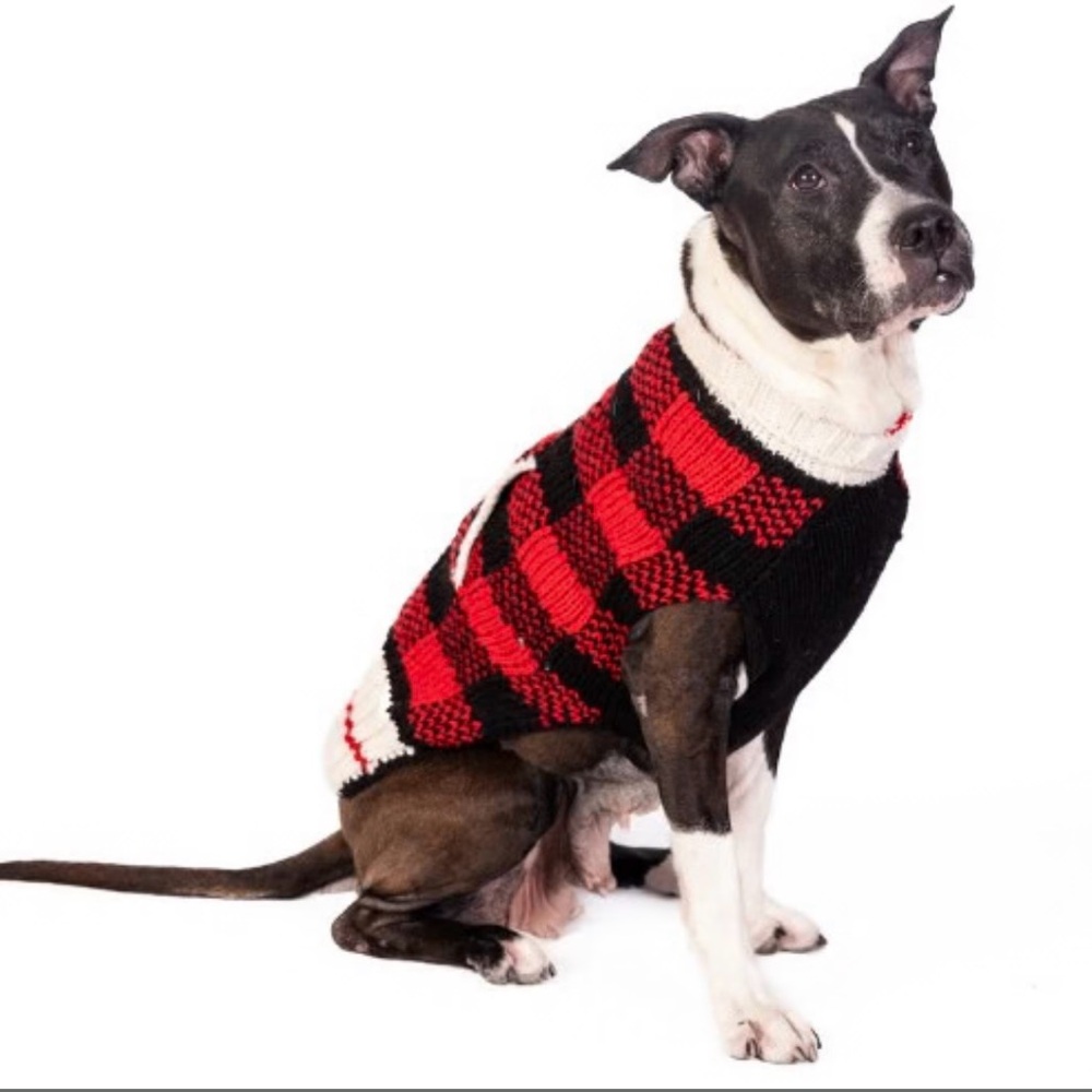 Plaid‎ Dog Sweater - Red and Black